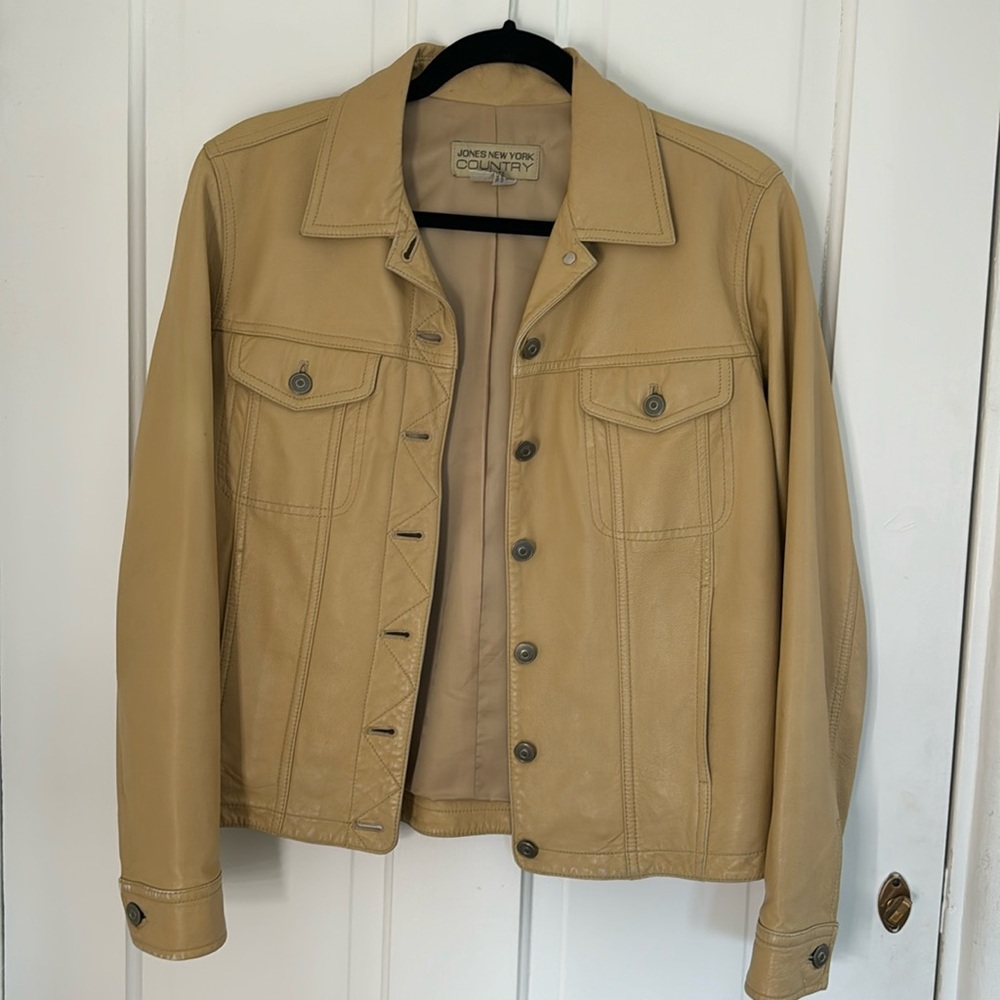 Vintage 90s REAL LEATHER Tan Jacket / Jones New York